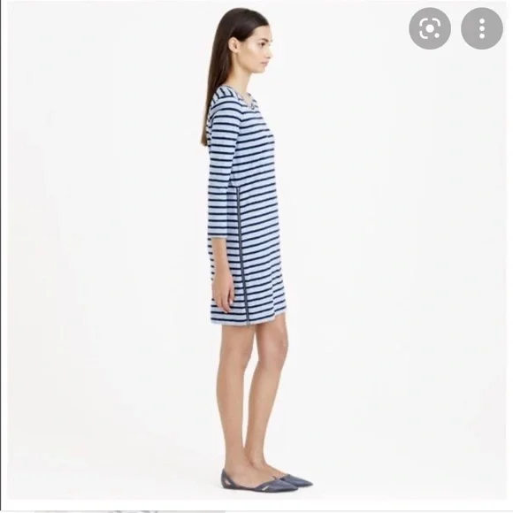J. Crew Side Zipper Blue Striped Dress - Picture 9 of 10
